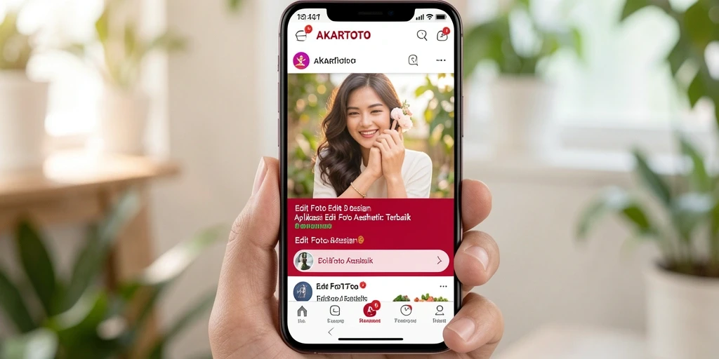 Antarmuka pengguna AKARTOTO dengan fitur editing aesthetic.