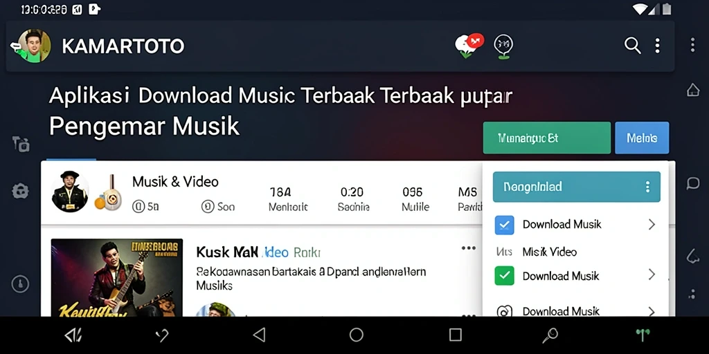 Screenshot antarmuka KAMARTOTO yang menampilkan fitur Download Musik.