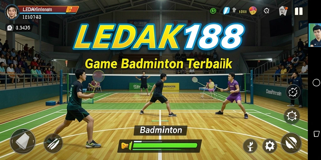 Antarmuka <strong>LEDAK188</strong> yang dinamis dengan fitur permainan badminton.