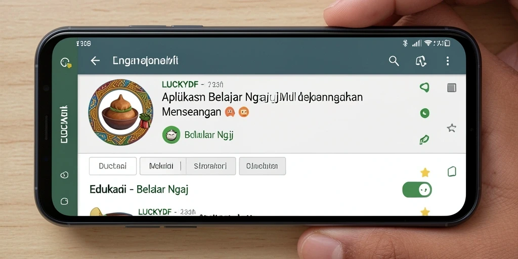 Antarmuka utama LUCKYDF yang interaktif dan menarik untuk Belajar Ngaji.