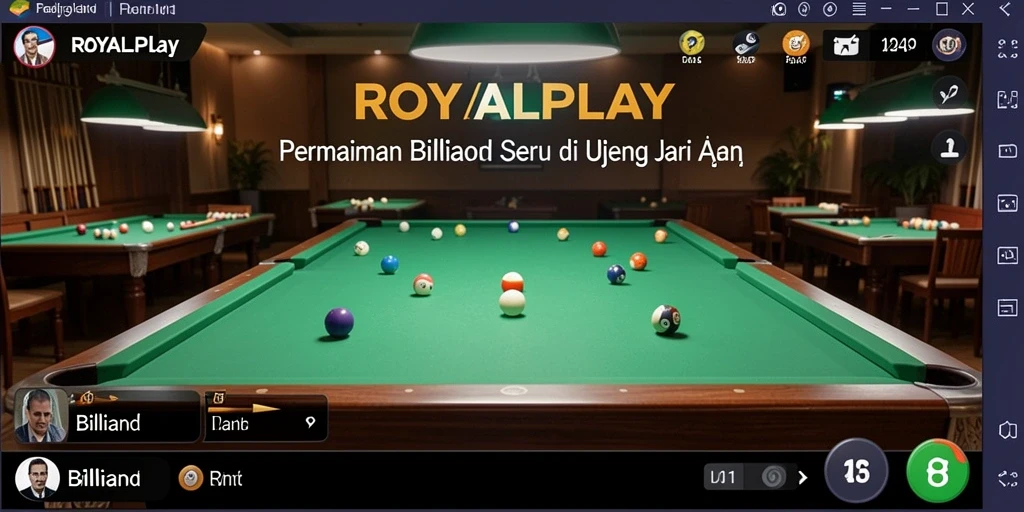 Antarmuka permainan billiard yang menarik dan interaktif.