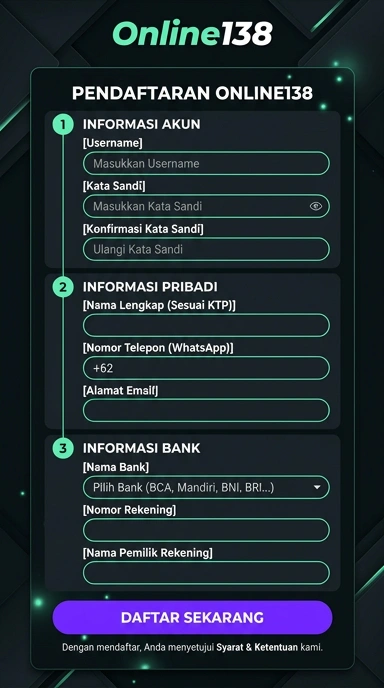 Cara Daftar Akun Baru di online138 dengan Mudah